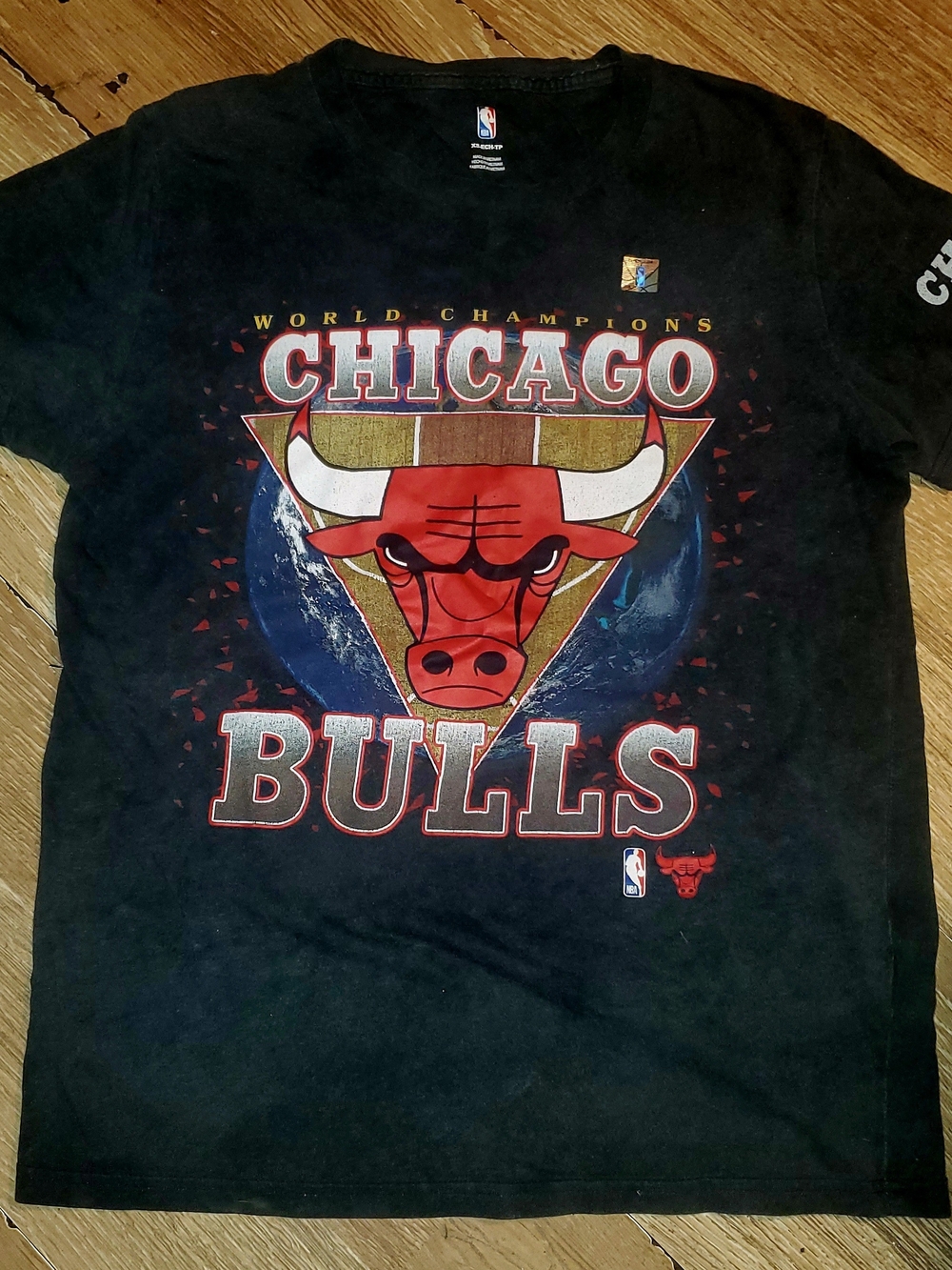 NBA Black Tee with Red, White & Blue Logo